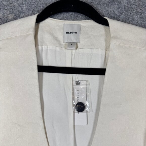 Anthropologie Maeve Ivory Tailored Linen Vest Size M Chic Workwear Office - Picture 3 of 16